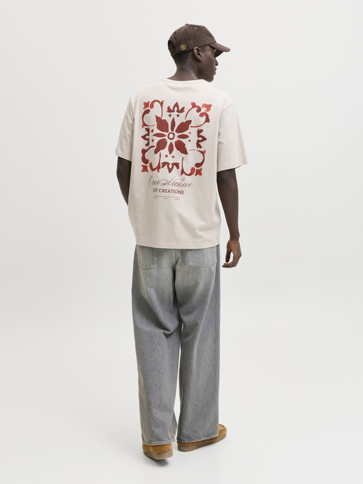 JJART PRINT TEE SS CREW NECK, Moonbeam 176631 Bild 6