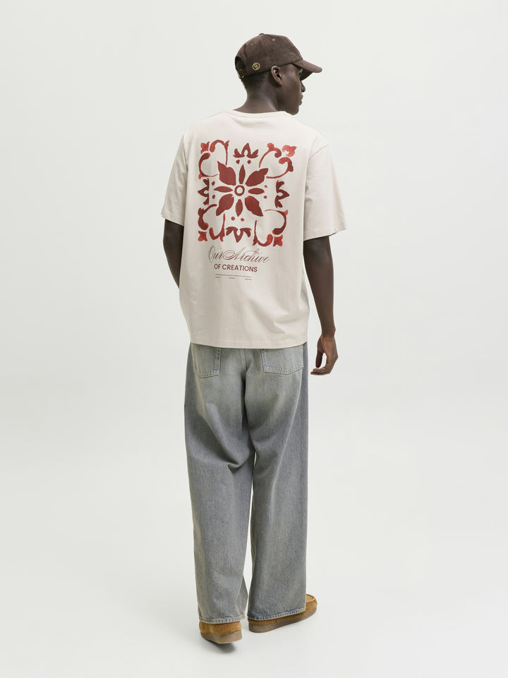 JJART PRINT TEE SS CREW NECK, Moonbeam 176631 Bild 6