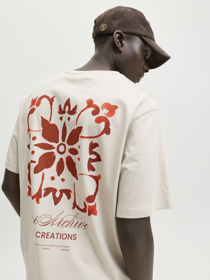 JJART PRINT TEE SS CREW NECK, Moonbeam 176631 Bild 8