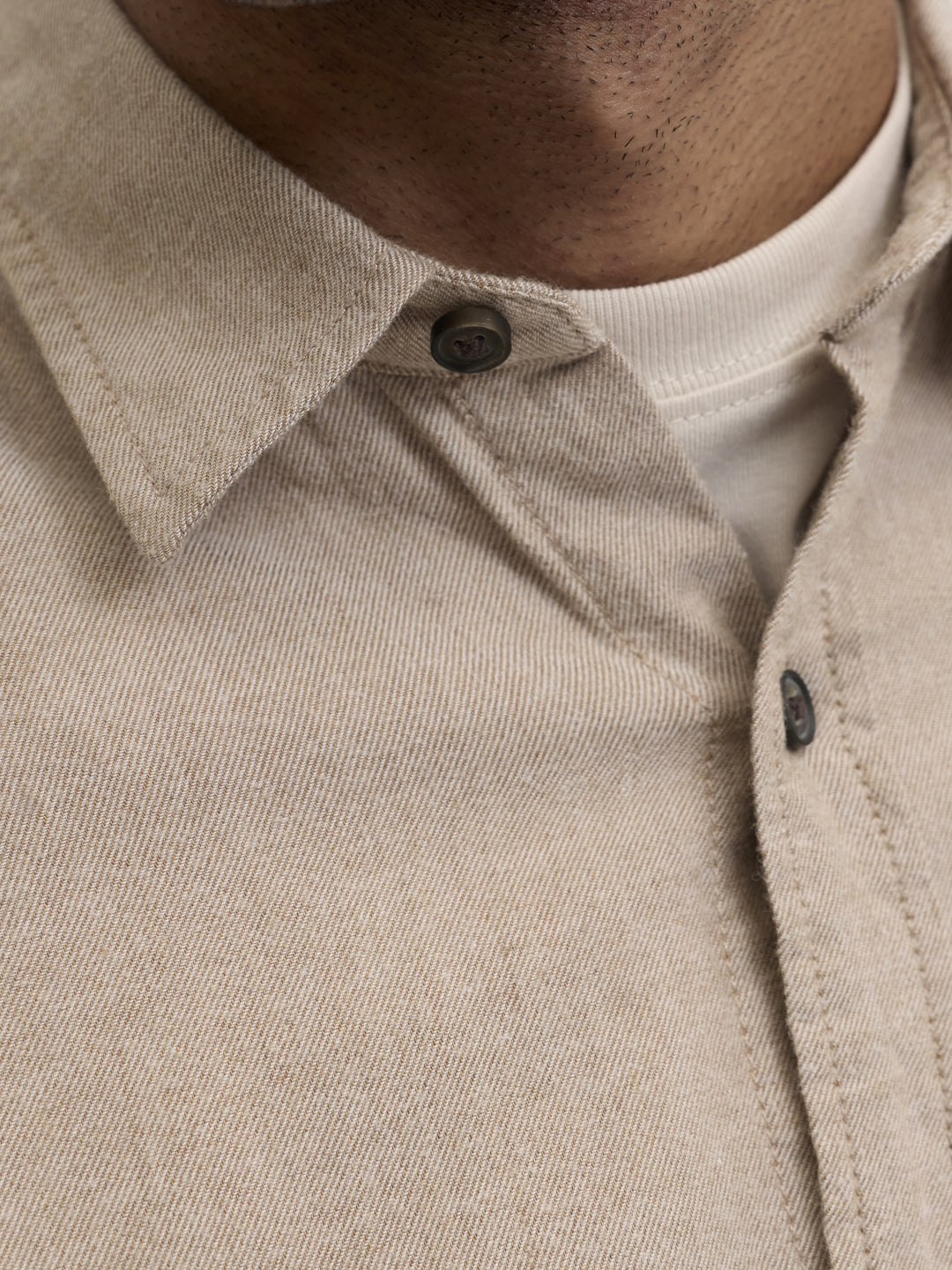 JJECLASSIC MELANGE SHIRT L/S NOOS, Oatmeal 176642 Bild 4