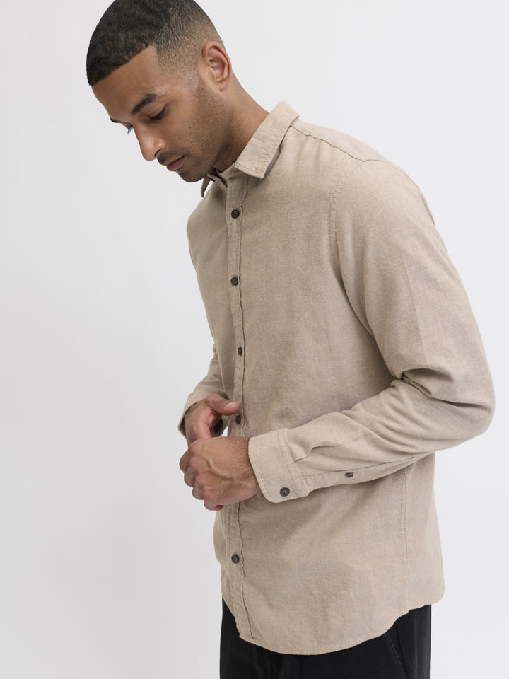 JJECLASSIC MELANGE SHIRT L/S NOOS, Oatmeal 176642 Bild 5