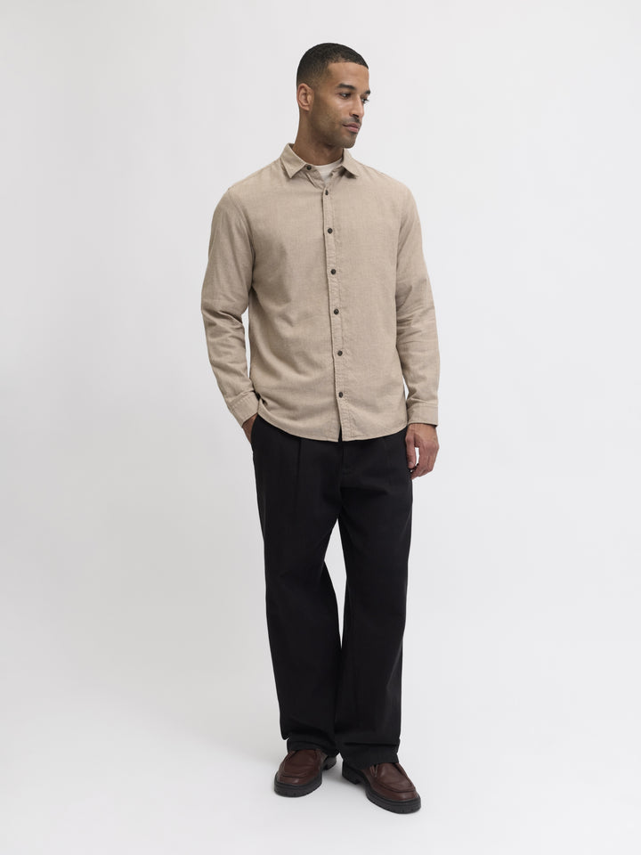 JJECLASSIC MELANGE SHIRT L/S NOOS, Oatmeal 176642 Bild 6