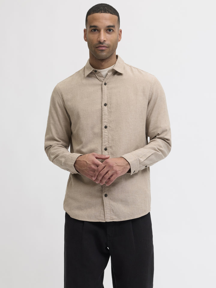 JJECLASSIC MELANGE SHIRT L/S NOOS, Oatmeal 176642 Bild 9