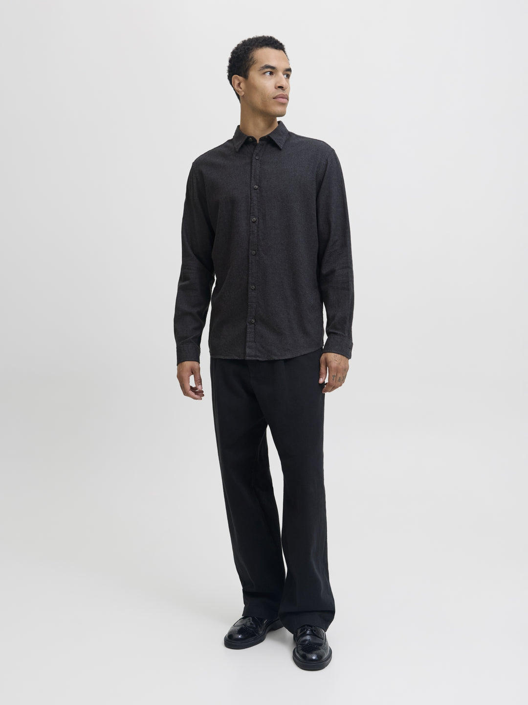 JJECLASSIC MELANGE SHIRT L/S NOOS, Dark Grey Melange 179084 Bild 11
