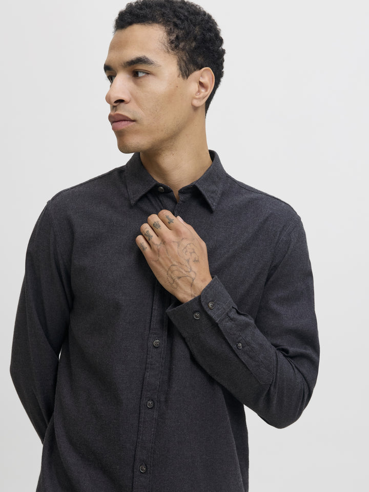 JJECLASSIC MELANGE SHIRT L/S NOOS, Dark Grey Melange 179084 Bild 14