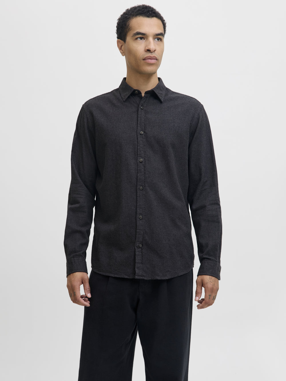 JJECLASSIC MELANGE SHIRT L/S NOOS, Dark Grey Melange 179084 Bild 2