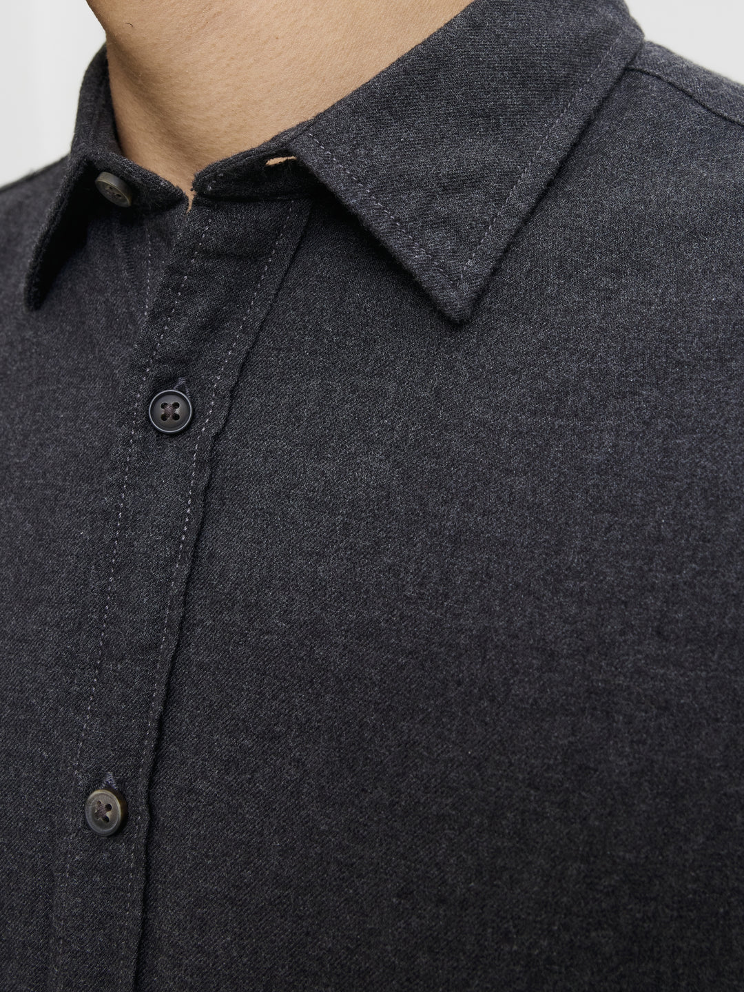 JJECLASSIC MELANGE SHIRT L/S NOOS, Dark Grey Melange 179084 Bild 5