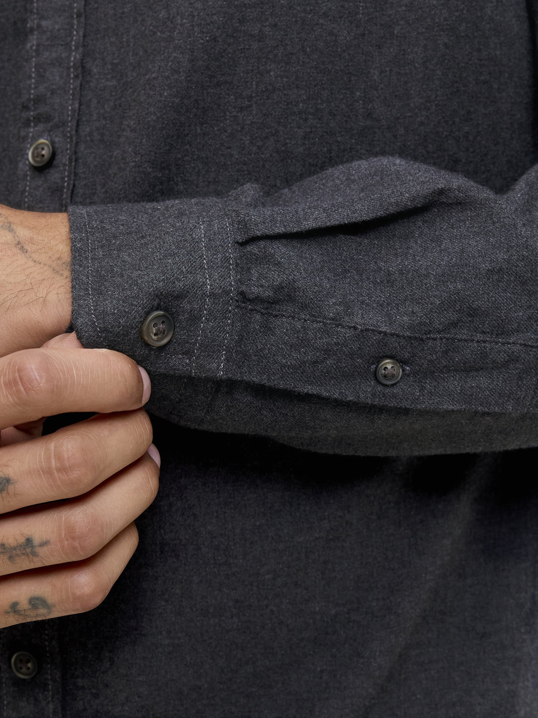 JJECLASSIC MELANGE SHIRT L/S NOOS, Dark Grey Melange 179084 Bild 6