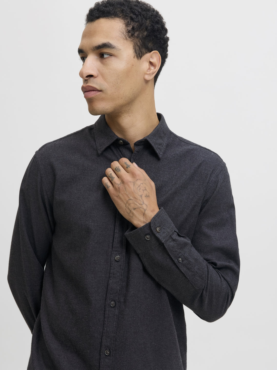 JJECLASSIC MELANGE SHIRT L/S NOOS, Dark Grey Melange 179084 Bild 7