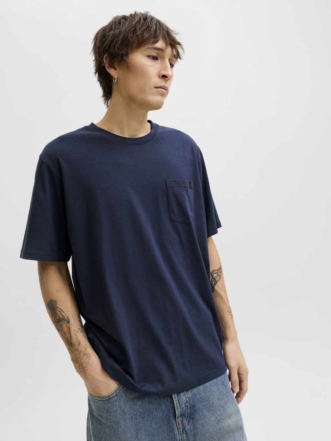 JJEDOVER SLUB TEE SS NOOS, Navy Blazer 175876 Bild 7