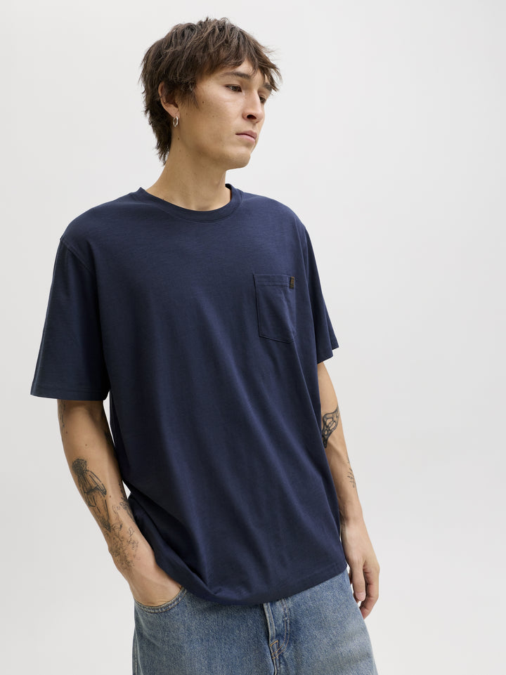 JJEDOVER SLUB TEE SS NOOS, Navy Blazer 175876 Bild 7
