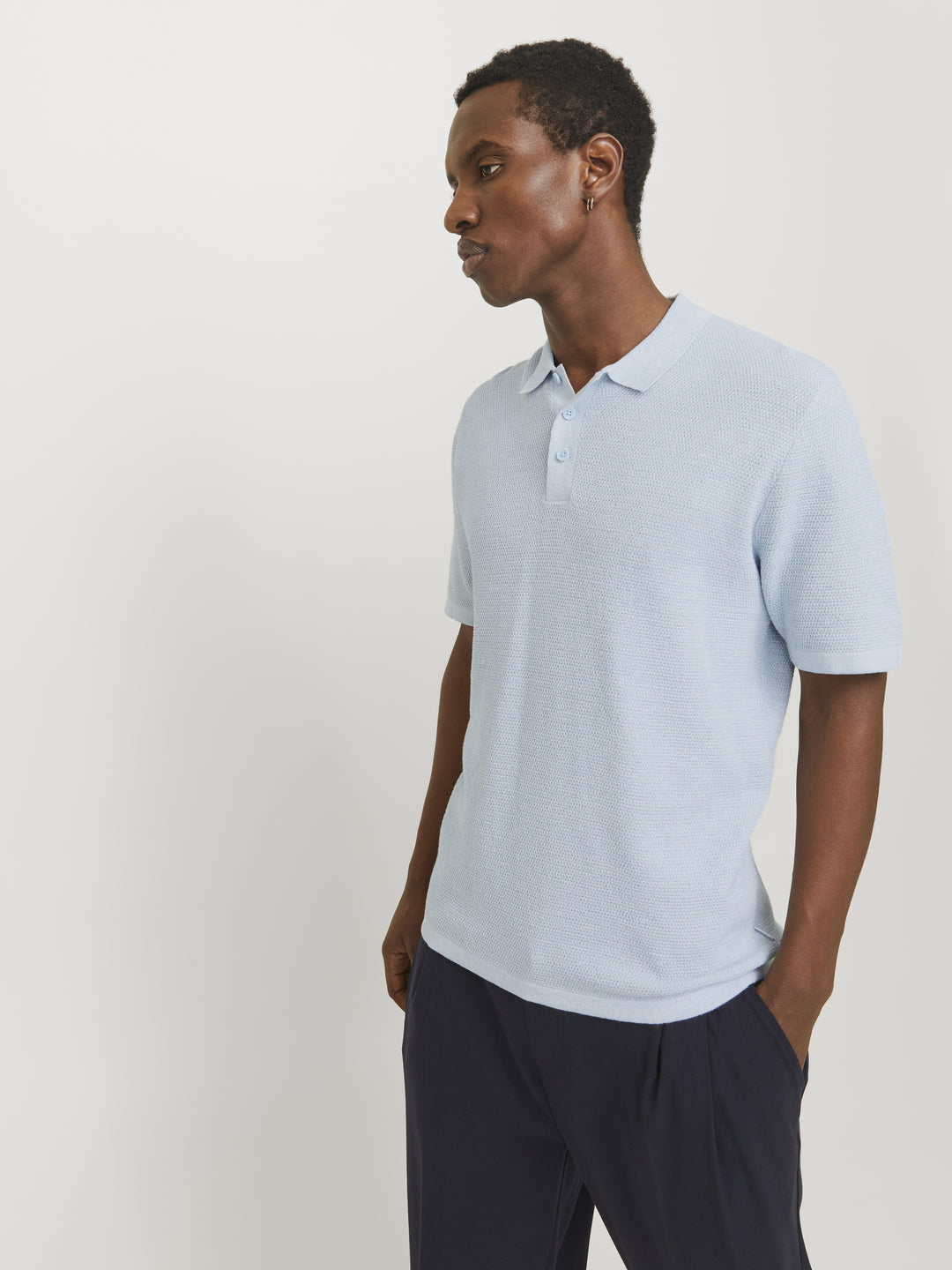 JJEGEORGE KNIT POLO SS SN, Chambray Blue/w. Cloud Dancer 175780001 Bild 3
