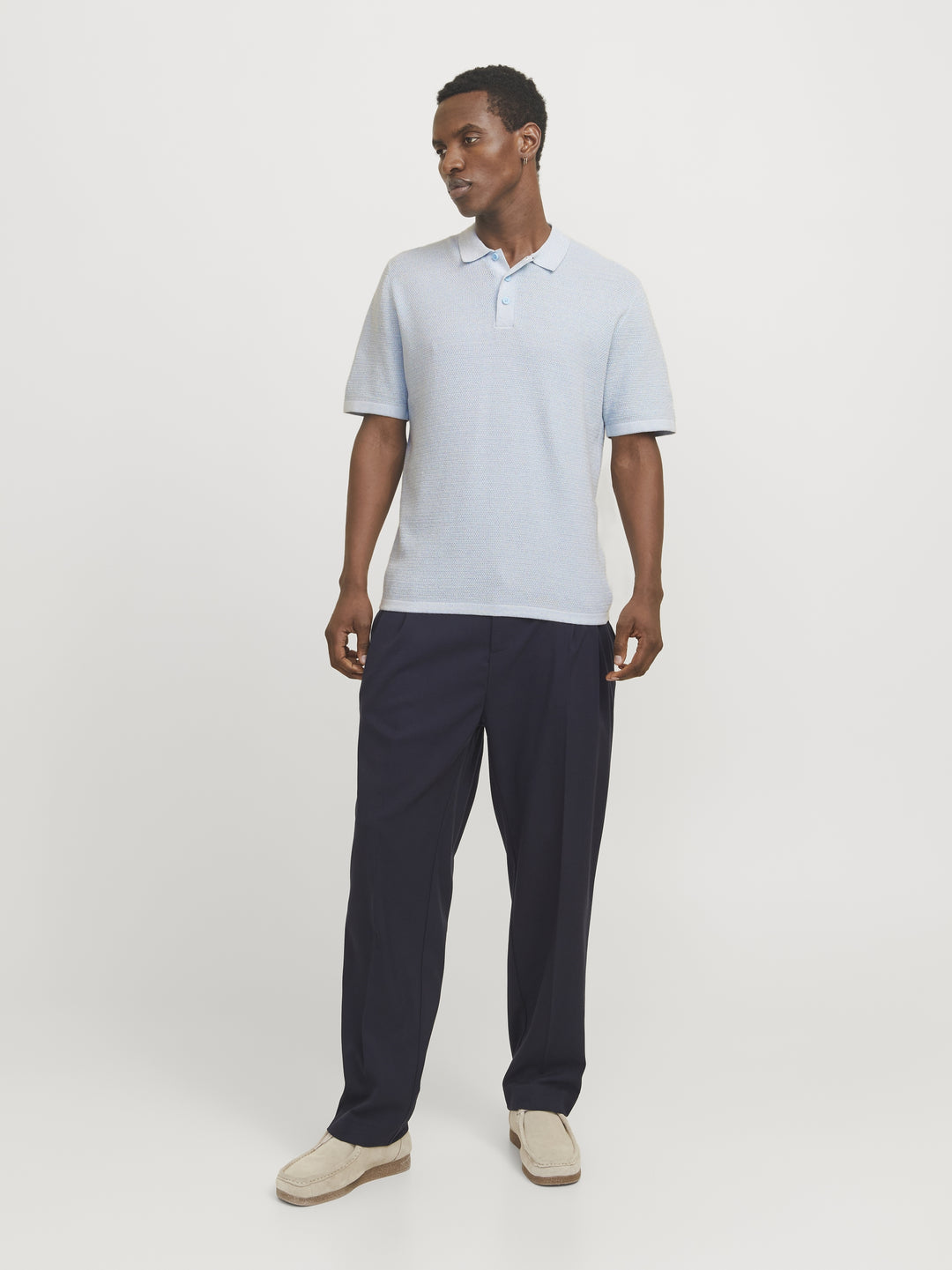 JJEGEORGE KNIT POLO SS SN, Chambray Blue/w. Cloud Dancer 175780001 Bild 5