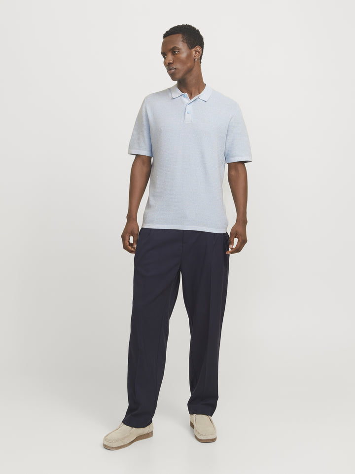 JJEGEORGE KNIT POLO SS SN, Chambray Blue/w. Cloud Dancer 175780001 Bild 5