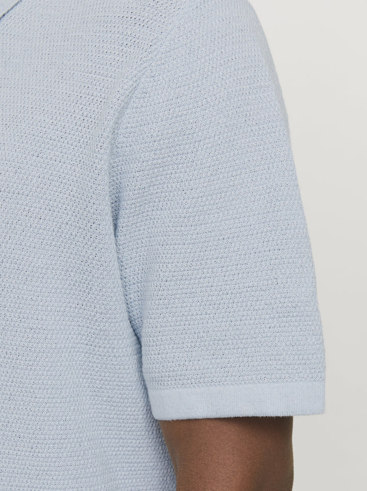 JJEGEORGE KNIT POLO SS SN, Chambray Blue/w. Cloud Dancer 175780001 Bild 7