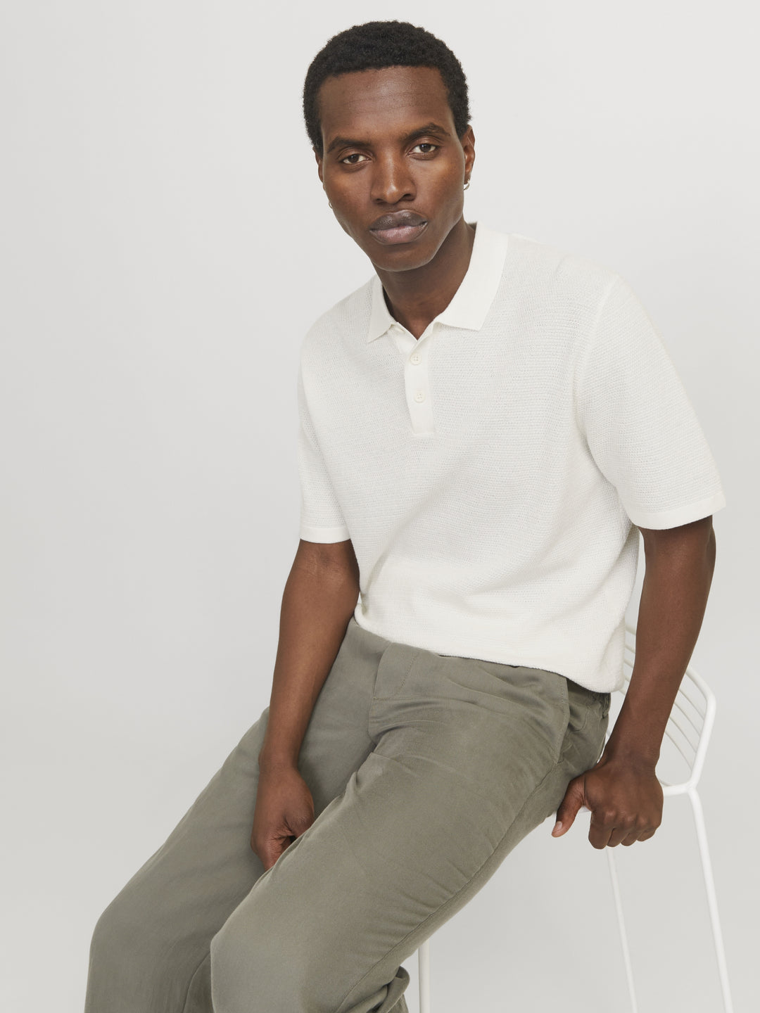 JJEGEORGE KNIT POLO SS SN, Cloud Dancer 177642 Bild 6