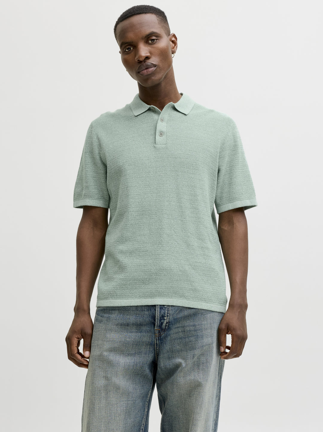 JJEGEORGE KNIT POLO SS SN, Granite Green/w. Cloud Dancer 176398001 Bild 2