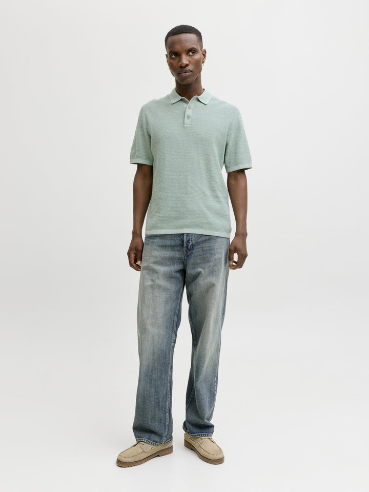 JJEGEORGE KNIT POLO SS SN, Granite Green/w. Cloud Dancer 176398001 Bild 4