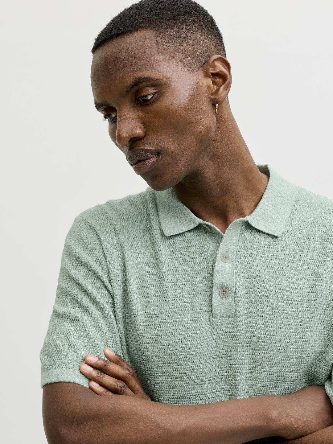 JJEGEORGE KNIT POLO SS SN, Granite Green/w. Cloud Dancer 176398001 Bild 7