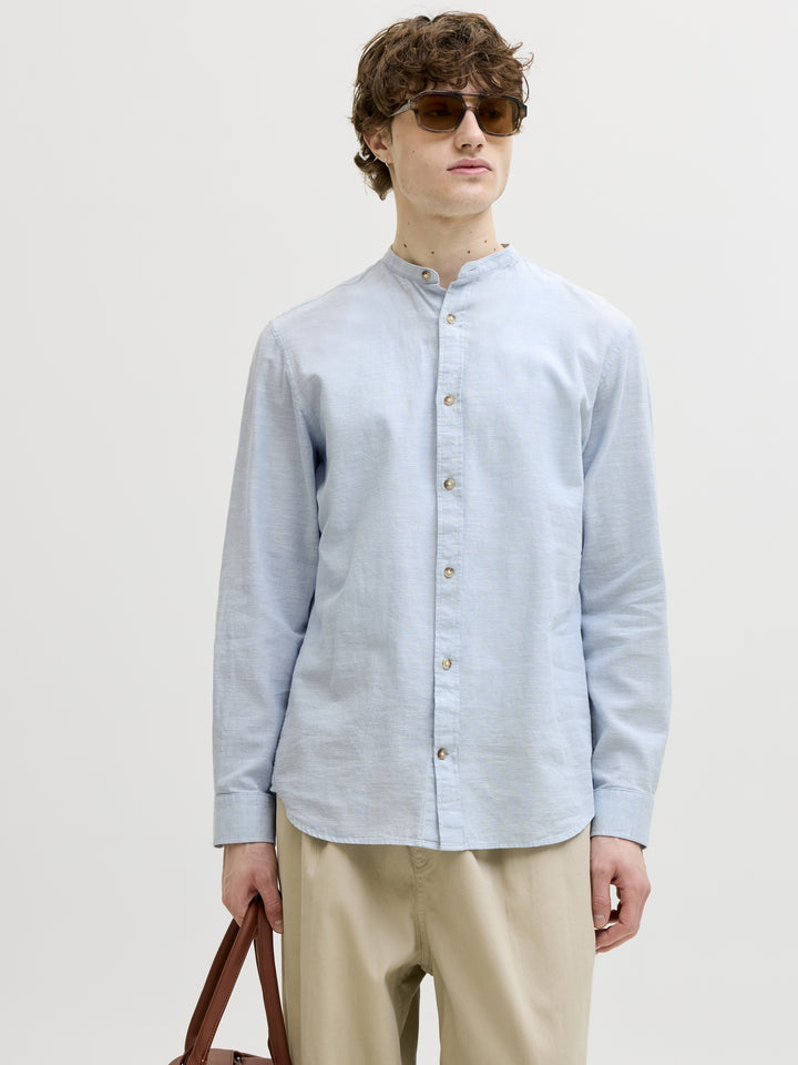 JJESUMMER LINEN BLEND BAND SHIRT L/, Celestial Blue 175777 Bild 2