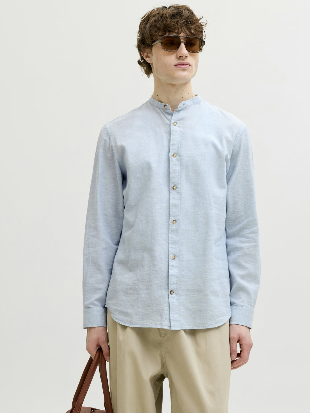 JJESUMMER LINEN BLEND BAND SHIRT L/, Celestial Blue 175777 Bild 2