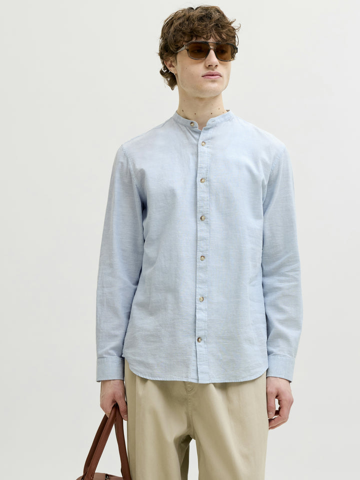 JJESUMMER LINEN BLEND BAND SHIRT L/, Celestial Blue 175777 Bild 2