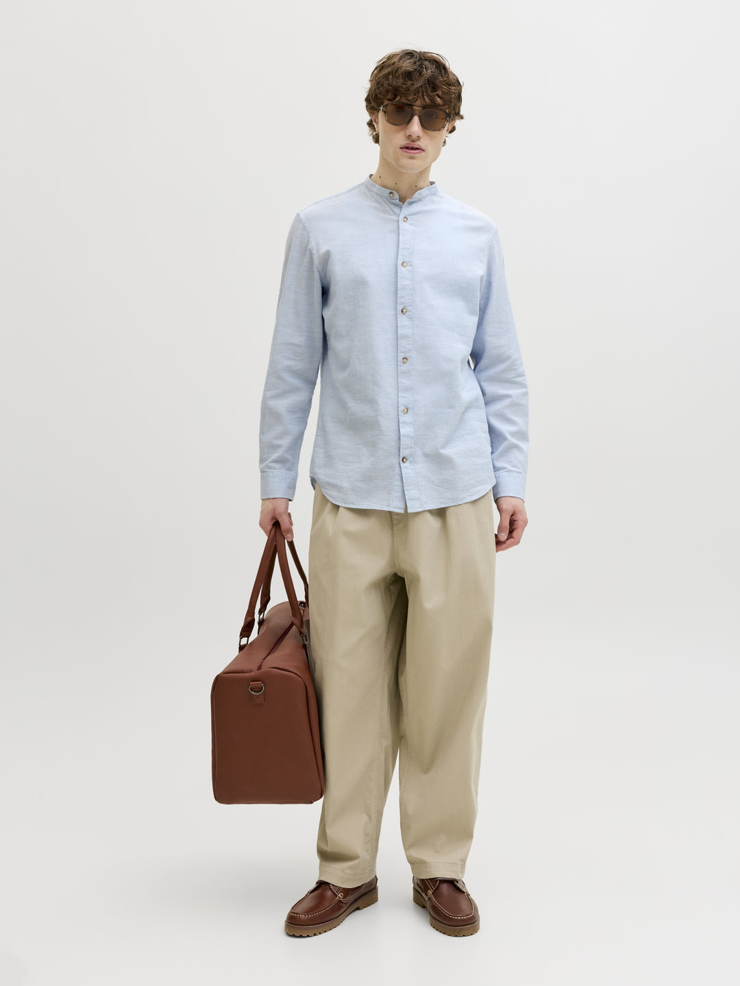 JJESUMMER LINEN BLEND BAND SHIRT L/, Celestial Blue 175777 Bild 5