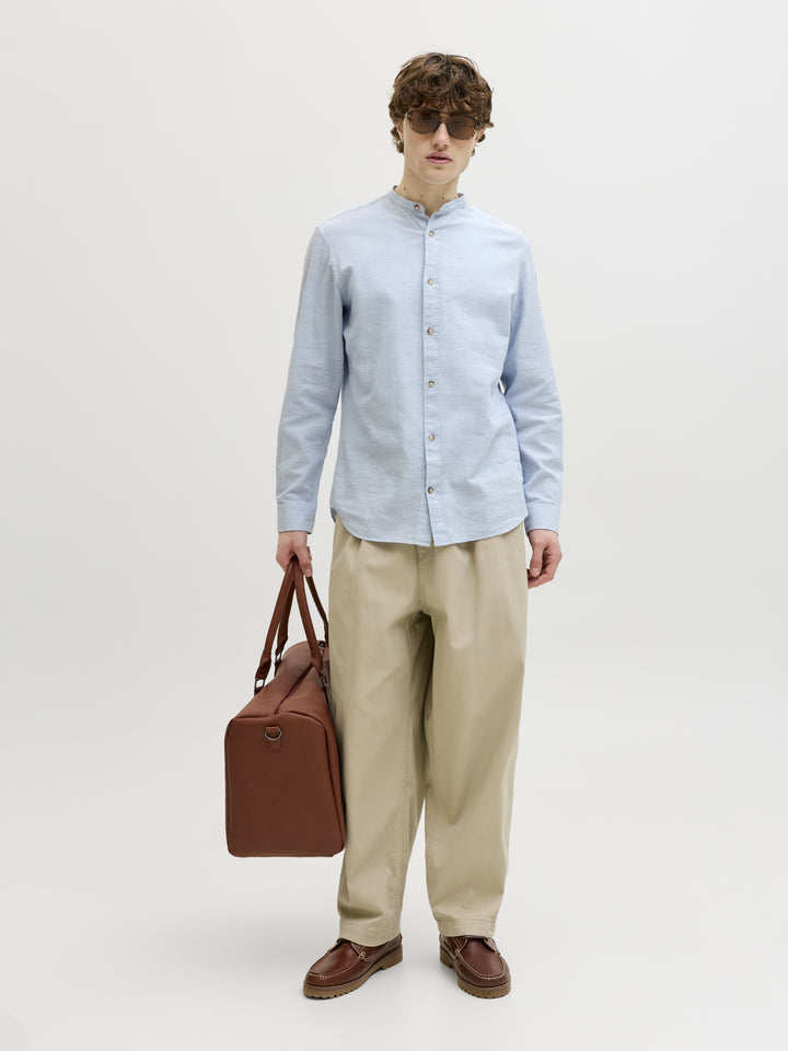 JJESUMMER LINEN BLEND BAND SHIRT L/, Celestial Blue 175777 Bild 5