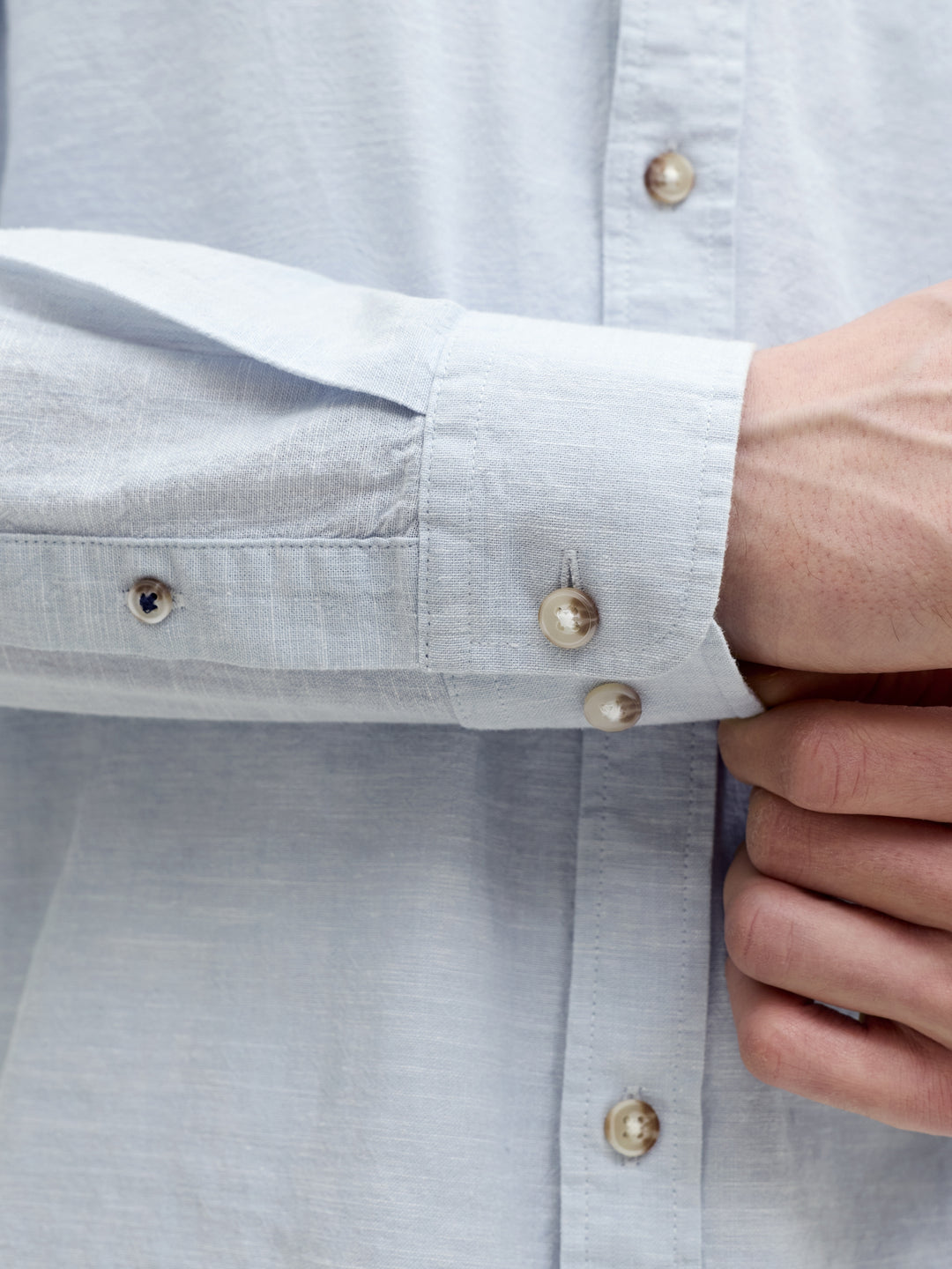 JJESUMMER LINEN BLEND BAND SHIRT L/, Celestial Blue 175777 Bild 7