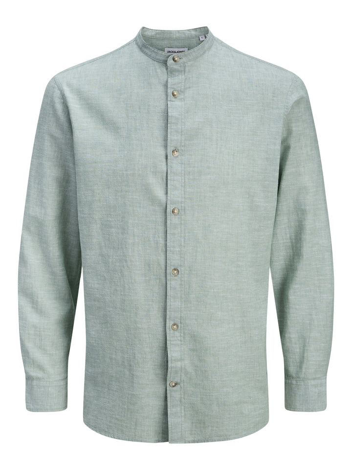 JJESUMMER LINEN BLEND BAND SHIRT L/, Granite Green 176398 Bild 1