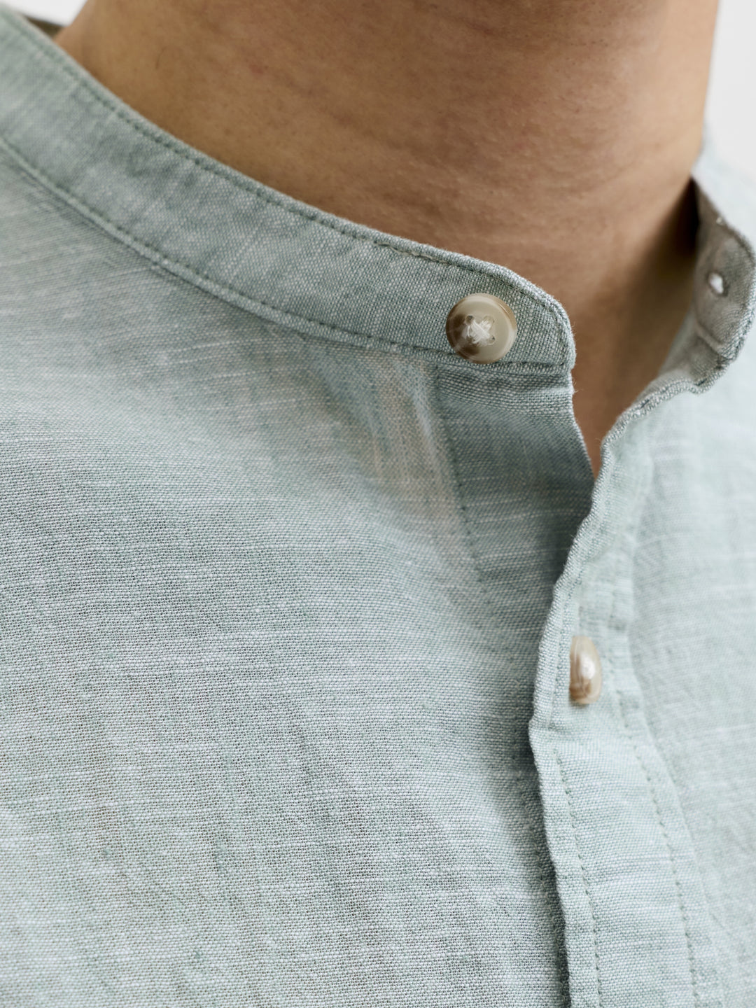 JJESUMMER LINEN BLEND BAND SHIRT L/, Granite Green 176398 Bild 3