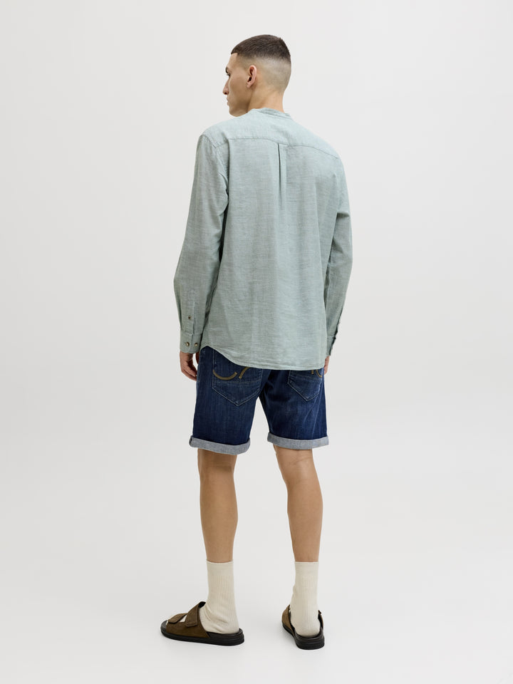 JJESUMMER LINEN BLEND BAND SHIRT L/, Granite Green 176398 Bild 4