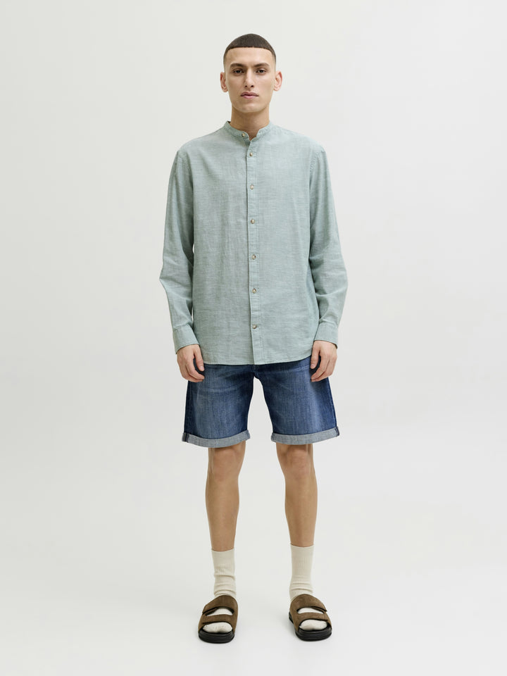 JJESUMMER LINEN BLEND BAND SHIRT L/, Granite Green 176398 Bild 4