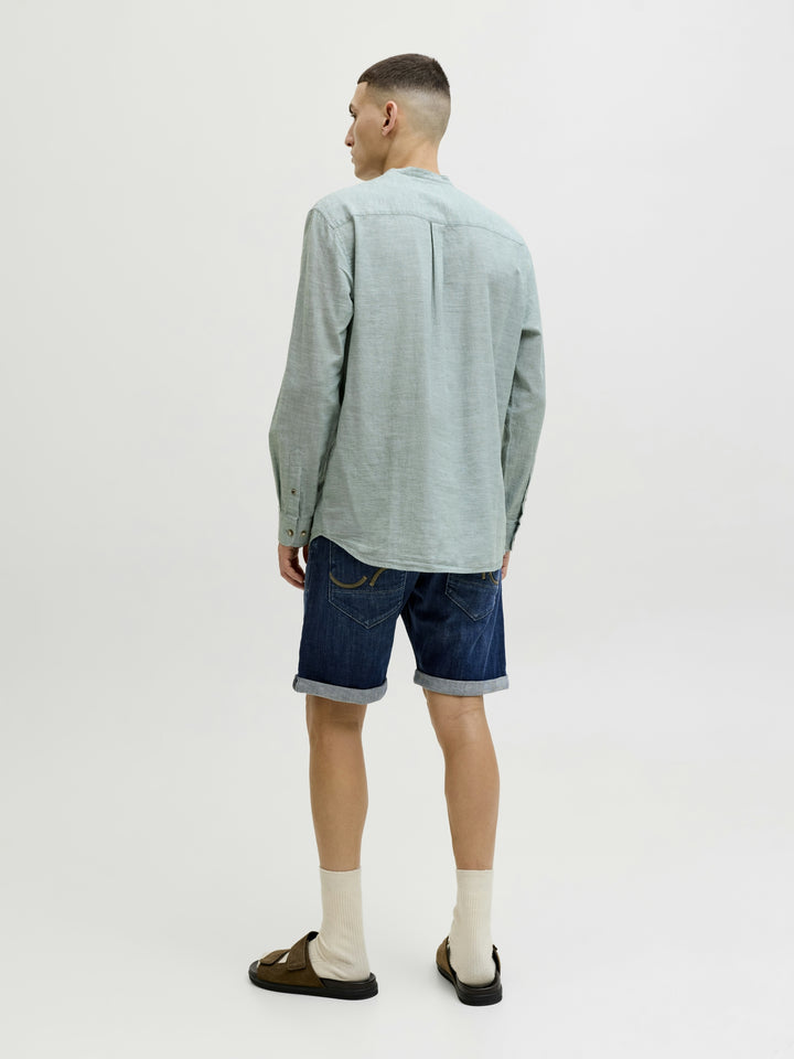 JJESUMMER LINEN BLEND BAND SHIRT L/, Granite Green 176398 Bild 4
