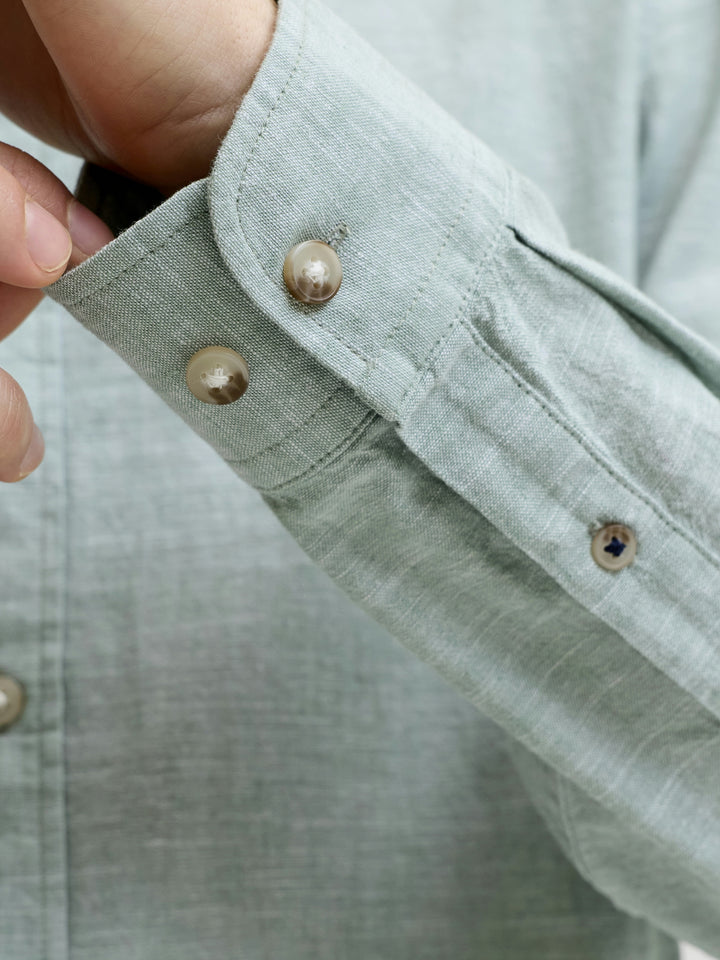 JJESUMMER LINEN BLEND BAND SHIRT L/, Granite Green 176398 Bild 6