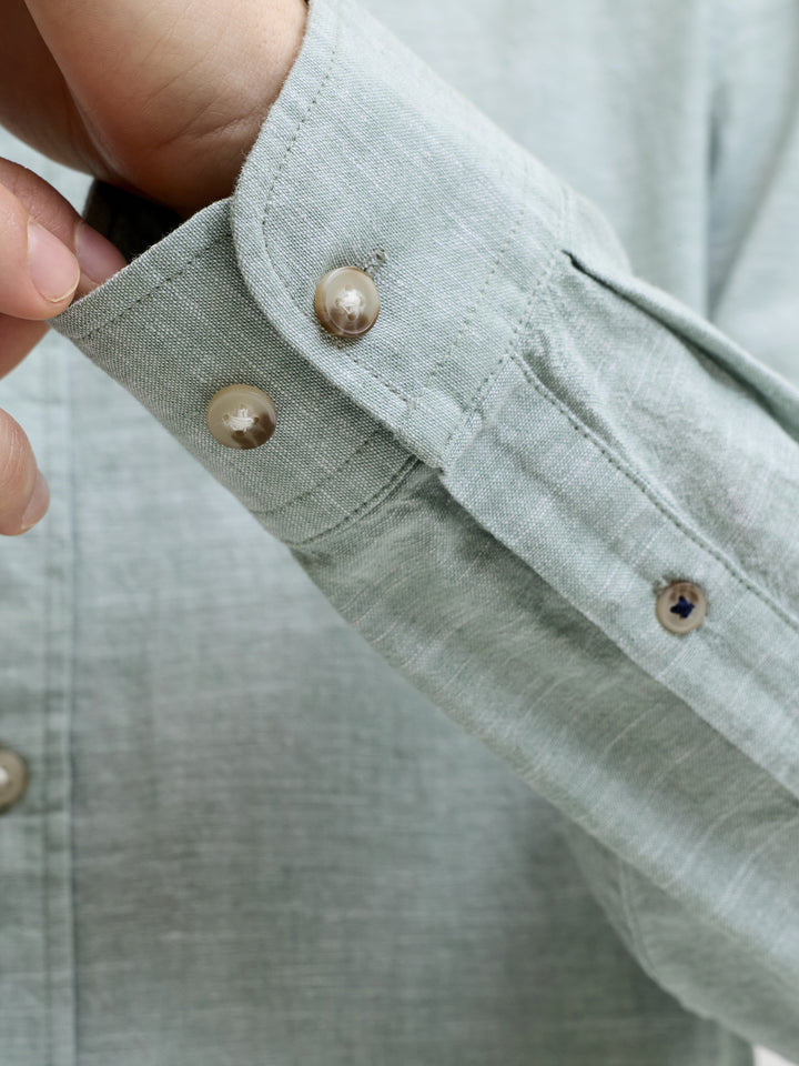 JJESUMMER LINEN BLEND BAND SHIRT L/, Granite Green 176398 Bild 6