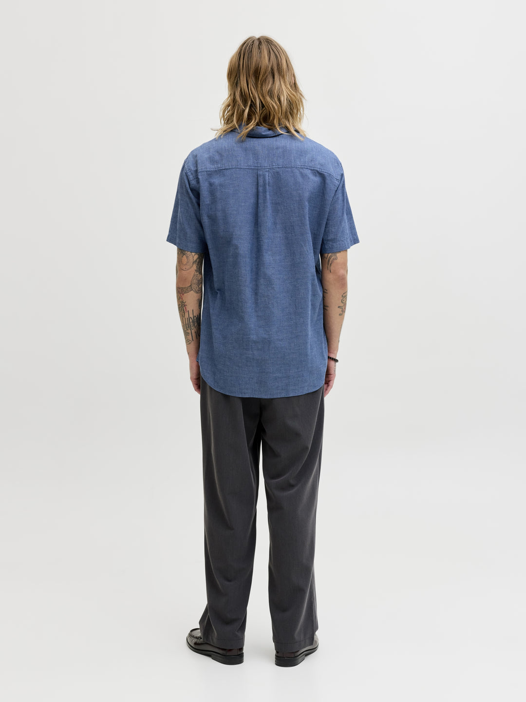 JJESUMMER LINEN BLEND SHIRT S/S SN, Navy Blazer 175876 Bild 2