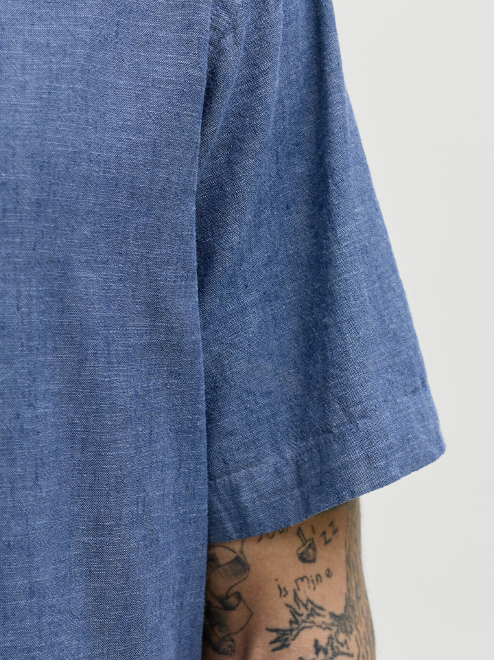 JJESUMMER LINEN BLEND SHIRT S/S SN, Navy Blazer 175876 Bild 3