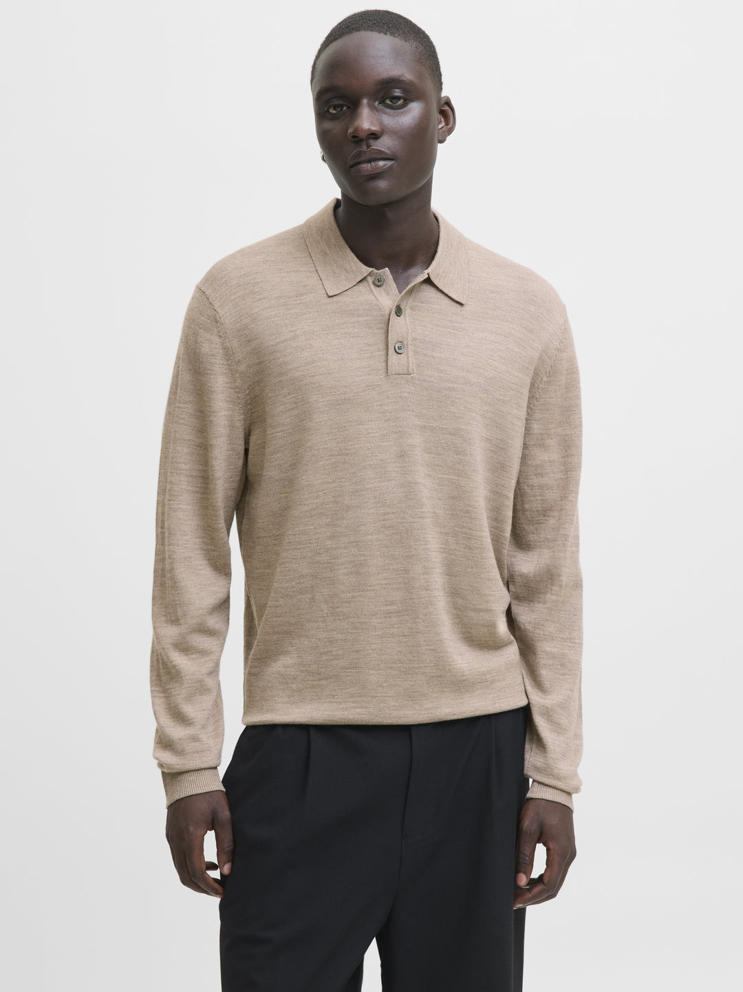 JJMERINO KNIT POLO, Greige/Melange 176595001 Bild 2