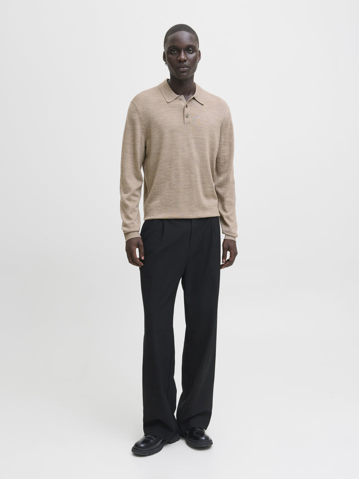 JJMERINO KNIT POLO, Greige/Melange 176595001 Bild 4