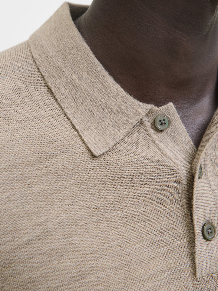 JJMERINO KNIT POLO, Greige/Melange 176595001 Bild 5