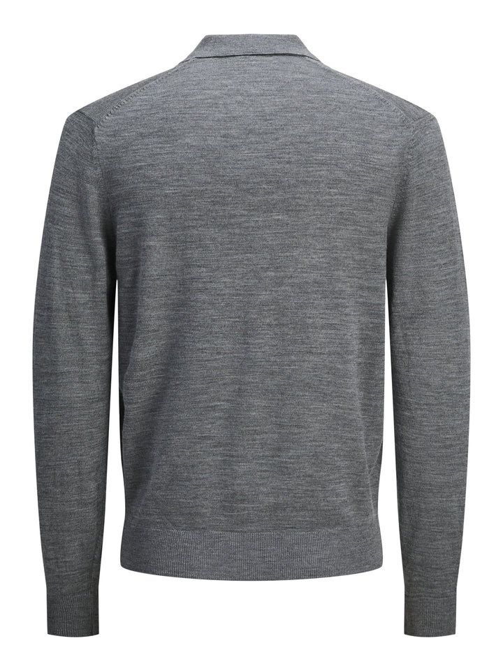 JJMERINO KNIT POLO, Medium Grey Melange 179087 Bild 3