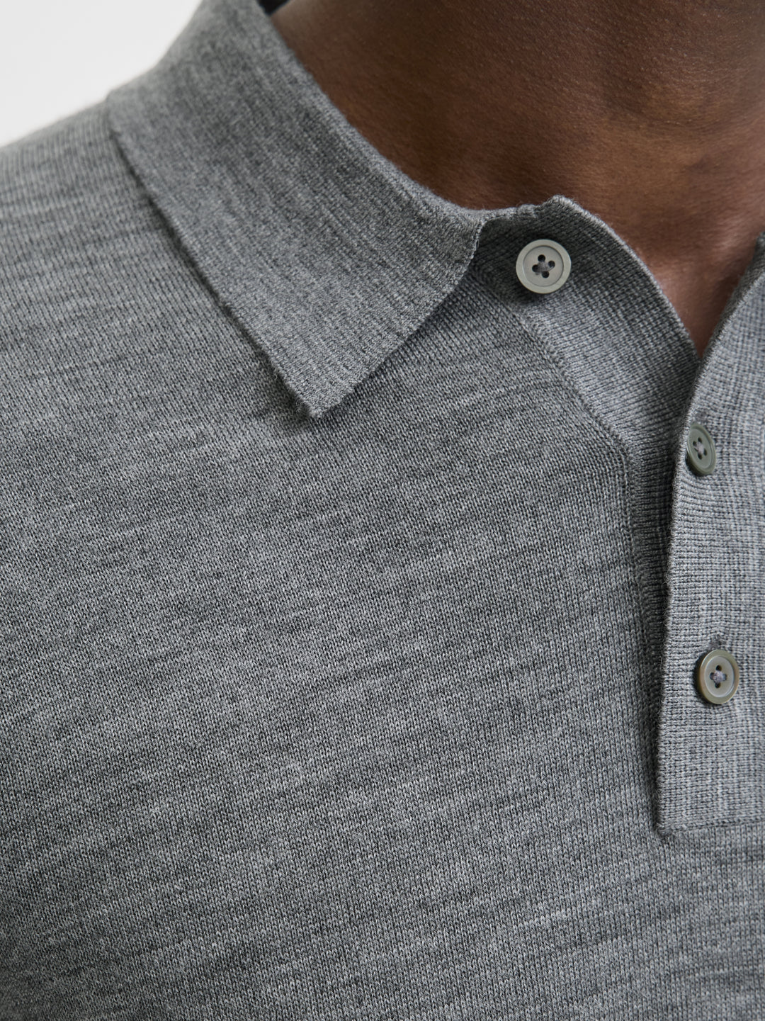 JJMERINO KNIT POLO, Medium Grey Melange 179087 Bild 4