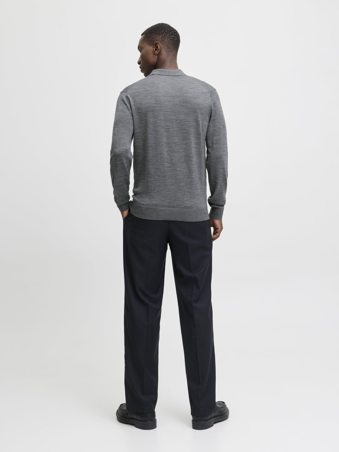 JJMERINO KNIT POLO, Medium Grey Melange 179087 Bild 6