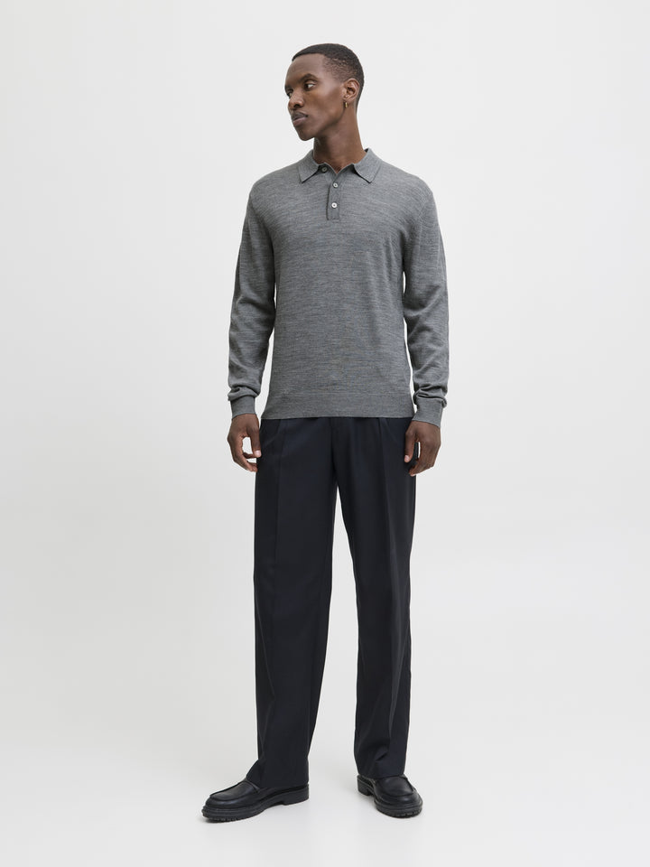 JJMERINO KNIT POLO, Medium Grey Melange 179087 Bild 7