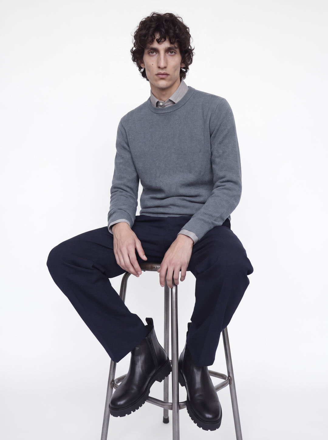 JJMILANO STITCH KNIT CREW NECK SN, Turbulence/Melange 176720001 Bild 7