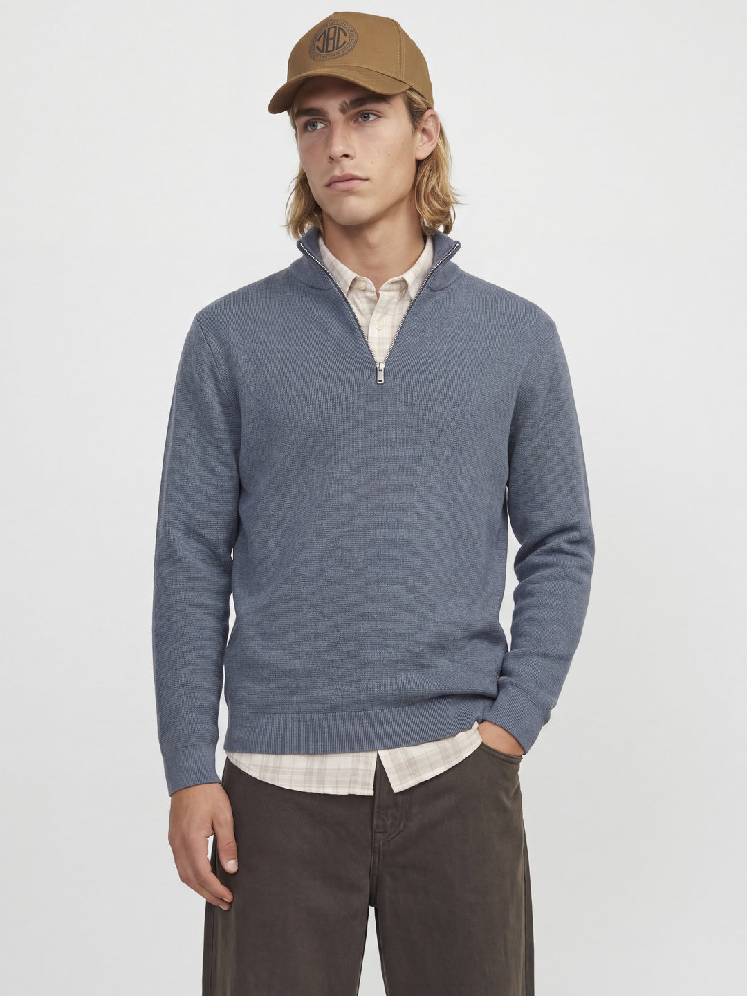 JJMILANO STITCH KNIT HALF ZIP SN, Turbulence/Melange 176720001 Bild 4