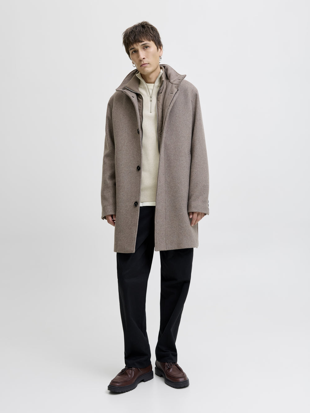 JJMILANO STITCH KNIT HALF ZIP SN, Cloud Dancer/Melange 177642001 Bild 2