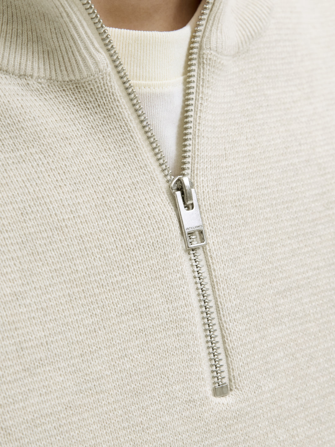 JJMILANO STITCH KNIT HALF ZIP SN, Cloud Dancer/Melange 177642001 Bild 4