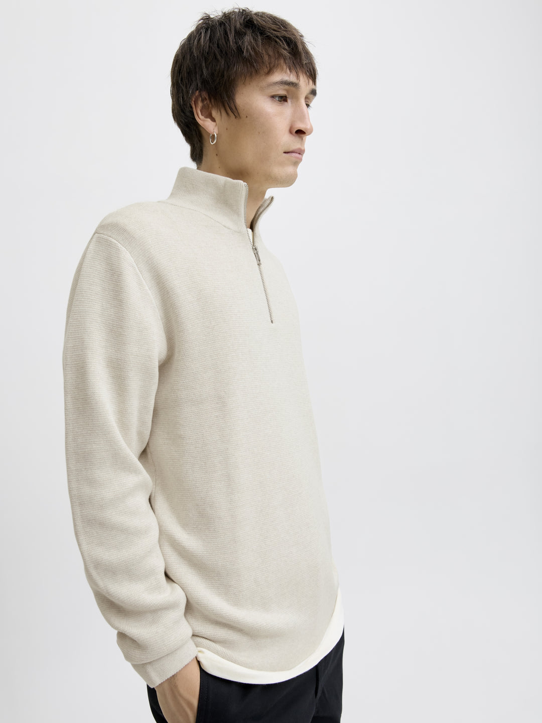 JJMILANO STITCH KNIT HALF ZIP SN, Cloud Dancer/Melange 177642001 Bild 5